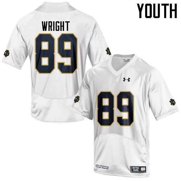 Youth NCAA Notre Dame Fighting Irish #89 Brock Wright Stitched College Under Armour Authentic White Football Jersey SV10R21AG